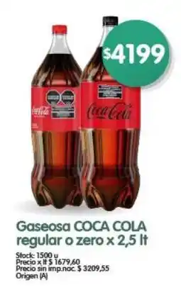 Supermercados Buenos Días Coca cola gaseosa regular o zero oferta