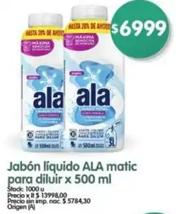 Supermercados Buenos Días Ala jabón líquido ALA matic para diluir oferta