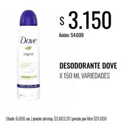 Super MAMI Dove desodorante oferta