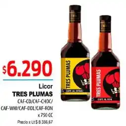 Supermercados Top Tres plumas licor oferta