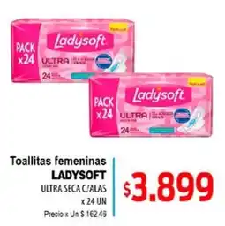 Supermercados Top Ladysoft toallitas femeninas ultra seca c/ alas oferta