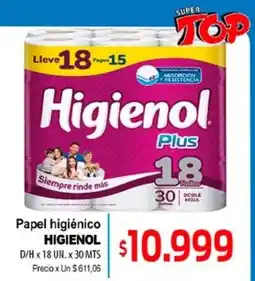 Supermercados Top Higienol papel higiénico oferta