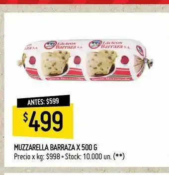 Changomas Muzzarella barraza x 500 g oferta