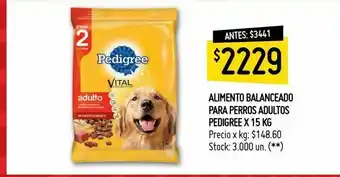 Changomas Alimento balanceado para perros adultos pedigree x 15 kg oferta