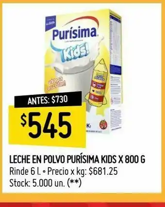 Walmart Leche en polvo purísima kids x 800 g oferta
