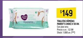 Walmart Toallitas húmedas parent’s choice x 50 un. oferta