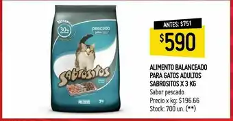 Walmart Alimento balanceado para gatos adultos sabrositos x 3 kg oferta