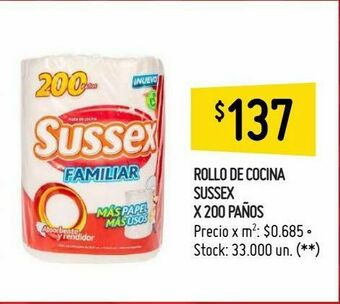 Walmart Rollo de cocina sussex x 200 paños oferta