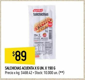 Walmart Salchichas acuenta x 6 un. x 190 g oferta