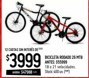 Walmart Bicicleta rodado 26 mtb oferta