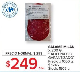 Carrefour Market Bajo Precio Garantizado Salame Milán x 200g oferta