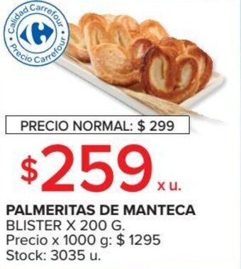 Carrefour Market Palmeritas de Manteca x 200g oferta