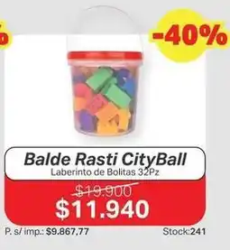 Ferniplast Rasti - balde cityball laberinto de bolitas 32 pz oferta