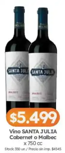 Cordiez Santa julia vino cabernet o malbec oferta