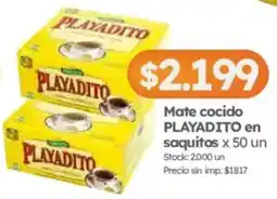 Cordiez Playadito mate cocido en saquitos oferta