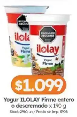 Cordiez Ilolay yogur firme entero o descremado oferta