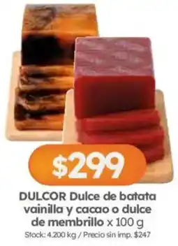 Cordiez Dulcor dulce de batata vainilla y cacao o dulce de membrillo oferta