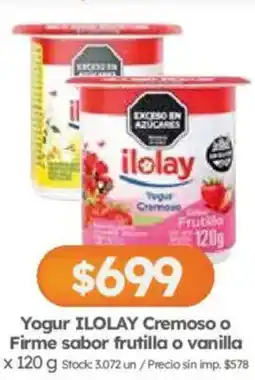 Cordiez Iolay yogur cremoso o firme sabor frutilla o vainilla oferta