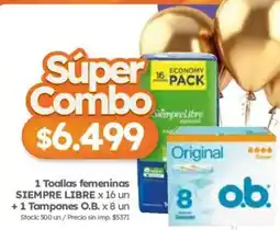 Cordiez Siempre libre toallas femeninas + O.b. tampones oferta