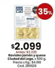 Coto Ciudad del lago - ravioles jamón y queso oferta