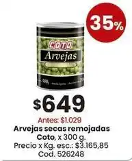 Coto Coto - arvejas secas remojadas oferta