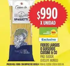 Supermercados Vea Fideos largos o guiseros oferta