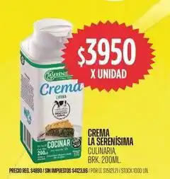 Supermercados Vea La serenísima - crema cocinar oferta