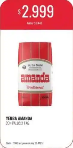 Supermercados Tadicor Amanda - yerba amanda con palos oferta