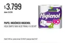 Supermercados Tadicor Higienol - papel higiénico hoja simple max aloe panal oferta
