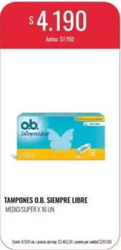 Supermercados Tadicor Ob - tampones o.b. siempre libre oferta