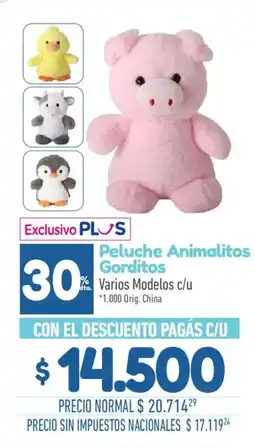 La Anonima Plus peluche animalitos gorditos oferta