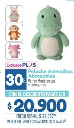 La Anonima Exclusivo PLUS Peluche Animalitos Abrazables oferta