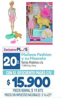 La Anonima Bonnie Pink muñeca fashion y su mascota oferta