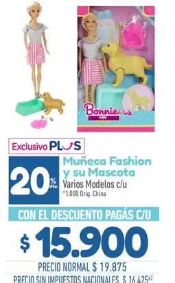 La Anonima Bonnie Pink muñeca fashion y su mascota oferta