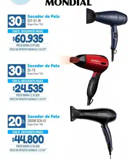La Anonima Mondial secador de pelo oferta