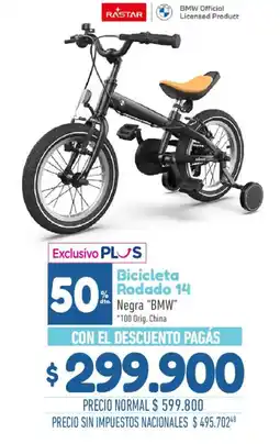 La Anonima Rastar bicicleta rodado 14 negra bmw oferta