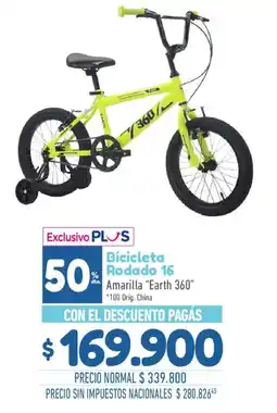 La Anonima Earth 360 bicicleta rodado 16 amarilla oferta