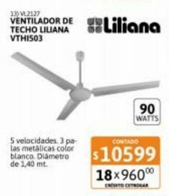 Cetrogar Liliana Ventilador De Techo VTHI503 oferta