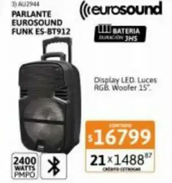 Cetrogar Eurosound Parlante Funk ES BT912 oferta