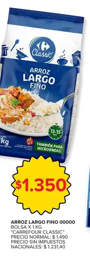 Carrefour Express Carrefour classic arroz largo fino 00000 bolsa oferta