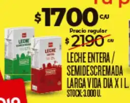 Supermercados DIA Dia leche entera/ semidescremada larga vida oferta