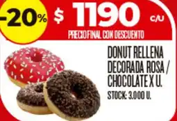 Supermercados DIA Donut rellena decorada rosa/ chocolate oferta