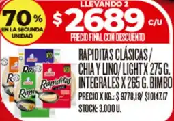 Supermercados DIA Bimbo rapiditas clásicas/ chia y lino/light oferta