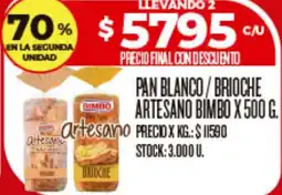 Supermercados DIA Bimbo pan blanco/brioche artesano oferta