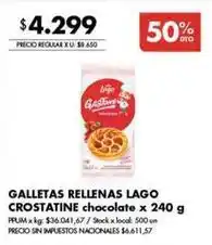 Disco Galletas rellenas crostatine chocolate oferta