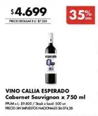 Disco Callia - vino callia esperado cabernet sauvignon oferta