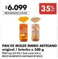 Disco Bimbo - pan de molde bimbo artesano oferta