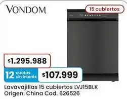 Coto Vondom - lavavajillas 15 cubiertos lvj15blk oferta