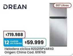 Coto Drean - heladera cíclica rzd215pvarx0 oferta