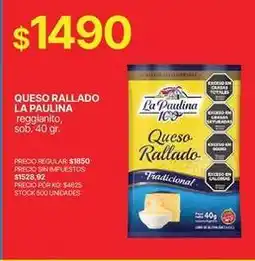 Supermercados Vea La paulina - queso rallado oferta